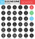 Vector School colledge circle white black icon set. Royalty Free Stock Photo