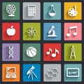 Vector School icons set with shadows Royalty Free Stock Photo