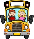 Vector - School Kid cartoon Riding a School Bus