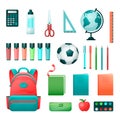 Vector school supplies set in flat style