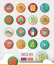 Vector school workspace. Education icons set in Royalty Free Stock Photo