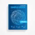 Vector science book with abstract sphere. Flat