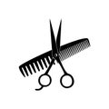 Vector Scissors, Comb Black Silhouette salon icon Royalty Free Stock Photo