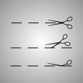 Vector scissors with cut lines Royalty Free Stock Photo