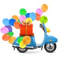 Vector Scooter with Balloons and Gift