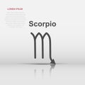 Vector scorpio zodiac icon in flat style. Astrology sign illustration pictogram. Scorpio horoscope business concept Royalty Free Stock Photo