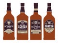 Vector scotch whisky labels on bottles