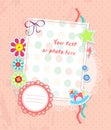 Vector scrapbooking card for baby with text