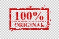 Vector Scratch Red Rectangle Rubber Stamp, 100% Original, at Transparent effect Background Royalty Free Stock Photo