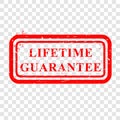 Simple Vector, Scratch Red Rubber Stamp, Lifetime Guarantee, at transparent effect background Royalty Free Stock Photo