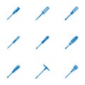 Vector screwdriver solid icon set white background