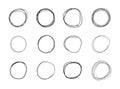 Vector Scribble Circles Set, Freehand Drawings Isolated on White Background.