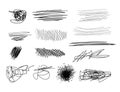 Vector scribble lines set, rough draft sketch lines, black lines.