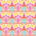 Vector scribbles colored pencils symmetrical hand drawn marks doodle seamless pattern Royalty Free Stock Photo