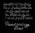 Vector script, black handwritten letters on white background, calligraphic type Royalty Free Stock Photo