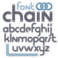 Vector script, modern alphabet letters set. Lower case decorative font created using metal connected chain link. Royalty Free Stock Photo