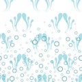 Vector sea blue grass with water bubbles seamless
