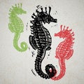 Vector Sea Horses in abstract composition. Royalty Free Stock Photo