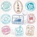 Vector sea journey vintage stamps Royalty Free Stock Photo