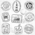 Vector sea journey vintage stamps Royalty Free Stock Photo