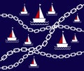 Vector of Sea Pattern.Marine with Chains pattern