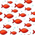 Vector sea pattern with small red fish