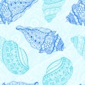 Vector sea pattern. Summer background with shell elements. Royalty Free Stock Photo