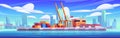 Vector sea port, container logistic in harbor