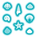 Vector sea shells and starfish icons Royalty Free Stock Photo