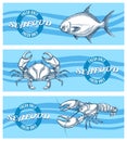 Vector seafood banners set