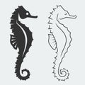 Seahorse silhouettes in glyph and outline styles