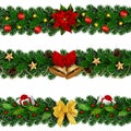 Vector seamless Christmas decorated garlands Royalty Free Stock Photo