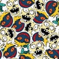 Vector seamles pattern. Crazy zombie Royalty Free Stock Photo