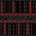 Vector seamless aboriginal pattern including ethnic Australian motive with typical elements on black background