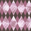 Vector seamless background with rhombuses and scratches in brown-lilac color Royalty Free Stock Photo