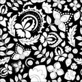 Vector seamless abstract doodle flower and wave pattern Royalty Free Stock Photo