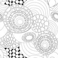 Vector seamless abstract doodle flower and wave pattern Royalty Free Stock Photo