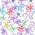 Vector seamless abstract floral creative pattern decorative multicolored flowers on a light background for fabric design, Royalty Free Stock Photo