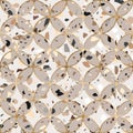 Vector seamless abstract geometric pattern with gold, gray and brown terrazzo circles. Luxury metallic and stone texture