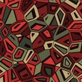 Vector Seamless Abstract Green Red Camouflage Mosaic Pattern Royalty Free Stock Photo