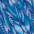 Vector seamless abstract hand-drawn pattern, waves background. Royalty Free Stock Photo