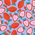 Vector seamless pattern with strawberries. Royalty Free Stock Photo