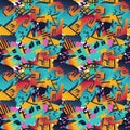 Vector seamless abstract pattern. Grunge background multicolored spots and lines. Royalty Free Stock Photo