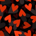 Vector seamless abstract pattern with hearts on black background Royalty Free Stock Photo