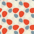 Vector seamless abstract pattern with strawberries. Royalty Free Stock Photo