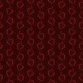 Vector seamless abstract romantic pattern. Hearts on dark red background. Royalty Free Stock Photo