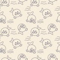 Vector seamless animal patterns, Navy seal . Cartoon children`s fabric, Wallpaper, book cover Royalty Free Stock Photo