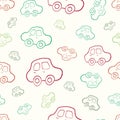 Vector seamless baby boy pattern background. Boyish wallpaper. Royalty Free Stock Photo