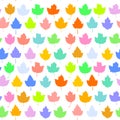 Vector seamless background with autumn maple leaves for fashion textile or web background. green yellow orange blue pink purple n Royalty Free Stock Photo