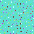 Vector Seamless background with blue donut glaze. Decorative bright sprinkles texture pattern design Royalty Free Stock Photo